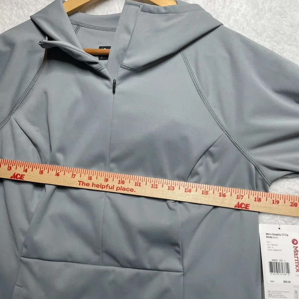 Marmot Womens Zenyatta Hoodie Large Gray Half Zip Softshell Windproof Jacket - Picture 7 of 15